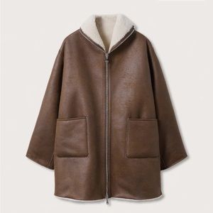Mango faux shearling reversible coat like new